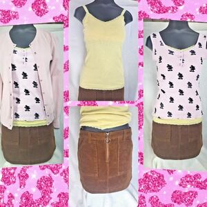 Y2k Mean Girls Clothes Lot Lace Cami Pastel‎ Mini Skirt Corduroy Small Med Pink